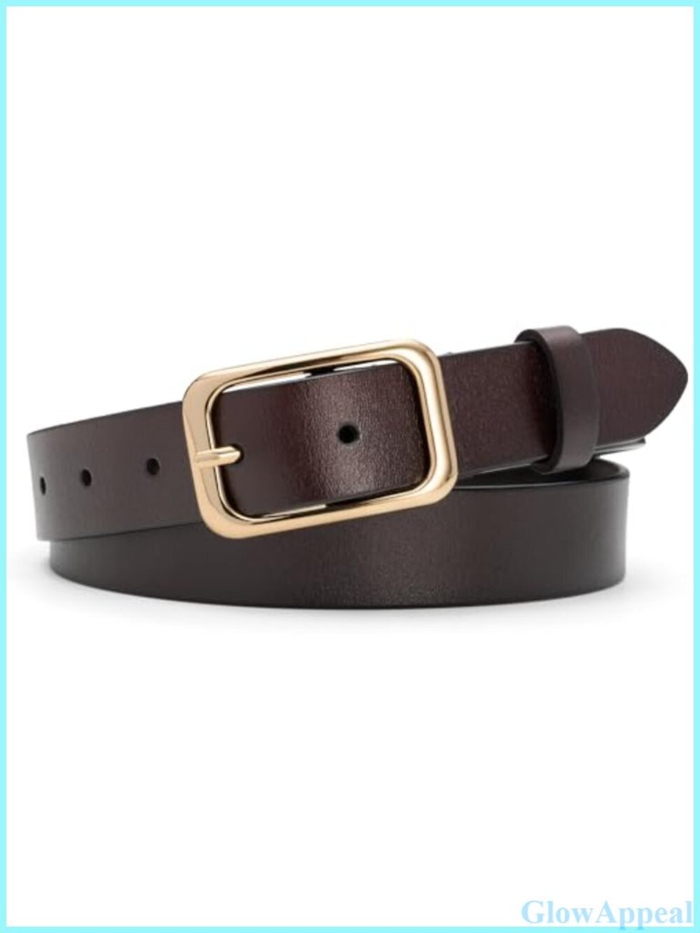 Genuine Leather Women's Belt Gold Buckle Adjustable Dress Belt